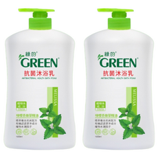 GREEN 綠的 抗菌沐浴乳 檸檬香蜂草精油 Ecocert有機認證潔淨成分 SSR半皂化技術, 1L, 2瓶