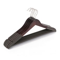 實木植絨衣架45cm - 衣櫃收納, 復古色, 5支