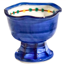 日本產高台珍味 - 寬6.5cm 高5.5cm 容量50mL 陶瓷, 藍染三彩, 1個