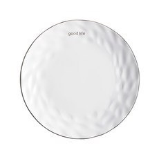 Homely Zakka 北歐輕奢風錘紋金邊陶瓷餐盤碗餐具 大圓平盤 - 啞光白, 高級灰, 祖母綠, 26 x 2.8cm, 1個