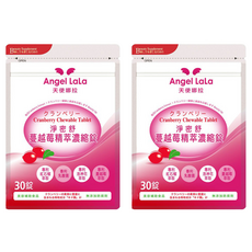 Angel Lala 天使娜拉 淨密舒專利蔓越莓精萃濃縮錠 美國專利50:1蔓越莓 玫瑰洛神花, 1g, 30顆, 2包