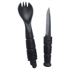 Ka-Bar 湯匙鋸齒刀二合一Tactical Spork隨身戶外餐具Grilamid無毒材質, 黑色, 1個