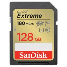 SanDisk 晟碟 Extreme SDXC V30 U3 C10 UHS-I 180MB/s R 90MB/s W 記憶卡 公司貨, 128GB, 1個