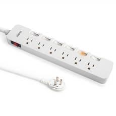 RASTO FE6 七開六插三孔延長線 白色, 1.8m, 1條