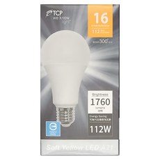 TCP 強凌 16W LED 節能燈超亮版, 1760流明 300度廣角, 黃光, 10個