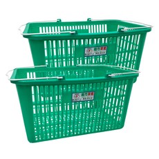 震嶸塑膠 超市購物籃 42 x 32 x 22cm, 綠色, 2個