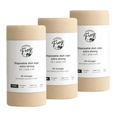 SINCERELY Frog 拋棄式特強版菜瓜布, 3捲, 米色, 60張