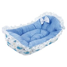 YSS Dog&Cat 甜蜜嬰兒床涼感窩, 1個, 噴水鯨魚 藍色