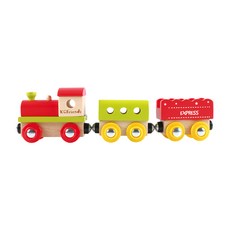 KCFriends 小鎮列車, 木製玩具火車組, 安全無毒, SGS檢驗合格, 紅，綠，木色, 217 x 31 x 53mm, 1組