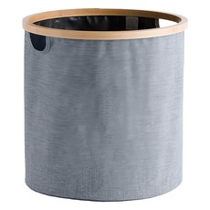 品悅小物 楠竹框牛津布摺疊防水衣物收納袋 圓形 灰色, 1個