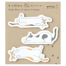 日本 MIDORI 療癒便利貼重點_19090, 悠閒貓咪, 45張, 1個