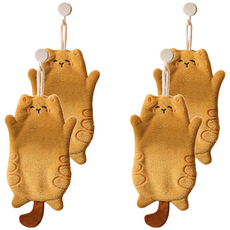 擼貓感超吸水擦手巾 25 x 15cm 黃貓, 1條, 4條