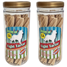 Boneplus 六星超大耐咬潔牙棒, 360度旋轉, Q彈口感, 獨特設計, 牛奶, 370g, 2罐