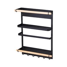 鐵藝磁吸冰箱架 多層置物架 廚房收納架 鐵製, 24.5 x 34cm, 黑色, 1個