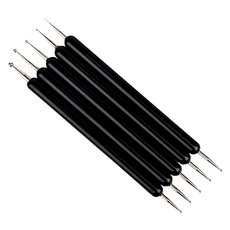 美甲雙頭點珠筆5件組, 1組, 黑色