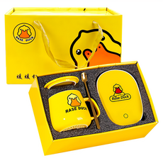 Mr. Rase Duck 暖心55度恆溫杯墊禮盒 Set, USB供電, 玻璃面板/ABS/陶瓷, 顏色隨機, 1組, 一種尺寸