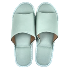 真皮頭層牛皮防滑軟底縫線裝飾室內拖鞋 LS06, 湖水藍, 1雙