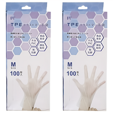 FAME YANG 坊元 TPE彈力手套 M尺寸 食品安全 不含PVC 彈性耐用, 100支, 2盒