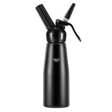 ANTIAN 不鏽鋼咖啡奶油槍 奶茶奶油發泡器 500ml, 亮黑色, 1個