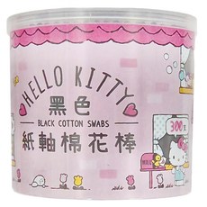 Hello Kitty 凱蒂貓 黑色紙軸棉花棒, 300支, 6罐