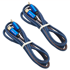 HONG JIN 宏晉 C-C 牛仔充電線, 1m, 藍色, 2條