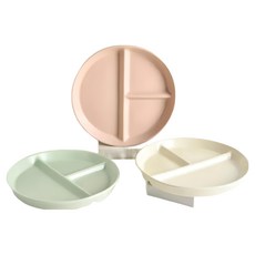 Homely Zakka 北歐啞光釉陶瓷分隔餐盤3件組 北歐餐具, 20 x 20 x 2.5cm, 奶茶色 + 奶黃色 + 奶油綠, 1組