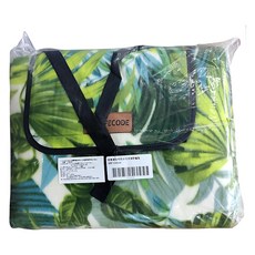 Lifecode 生活密碼 絨布防水可拼接野餐墊 300 x 150cm, 1個, 棕櫚葉 綠色