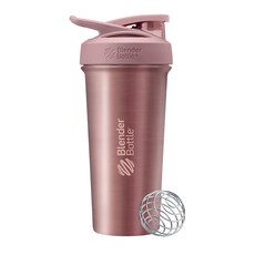 Blender Bottle Sleek SS 按壓式不鏽鋼搖搖杯 25oz, 霧金玫瑰, 740ml, 1個