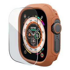 elkson QuattroMax 軍規級防水耐震保護殼 + 保護貼, 1組, 愛馬橘, Apple Watch Ultra