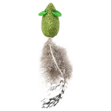 NATURAL MAGIC 自然魔法 貓薄荷老鼠羽毛, 4.5x2.5cm(+/-2cm), 8g(+/-5g), 綠色 + 黑白圓點 + 棕色, 1個