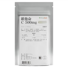 VitalBulk 維他命 C, 100顆, 500mg, 1包