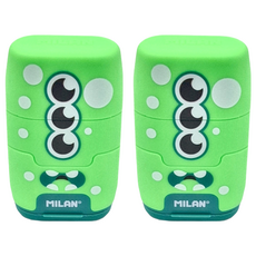 MILAN COMPACT 星際小小兵 橡皮擦 + 削筆器, 顏色隨機, 2個