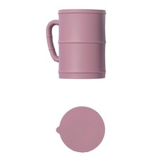 Kitchen Factory 矽膠竹子造型刻度杯 320ml+蓋子, 粉紅色, 1組