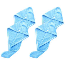 小麥購物 珊瑚絨乾髮帽 小熊鈕扣乾髮帽 G298 60g, 藍色, 4個