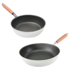 hokua 北陸 極大金IH輕量級不沾鍋2件組 日本製, 1套, 平底鍋 26cm + 深型平底鍋 24cm, 銀色