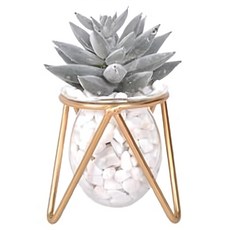 éclat 匠心花藝 玻璃金工室內藝術擺飾仿真花藝組 (含白石) (仙人指) (效期可用), 1組