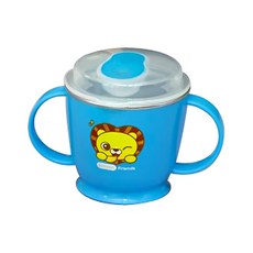 Edison 愛迪生 朋友兩用 2階雙握防漏不銹鋼吸管杯, 180ml, 雙手柄, 藍色, 1個