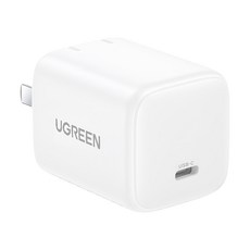 UGREEN 綠聯 USB-C充電器 GaN 快充版 電源供應器 30W, 白色, 1盒