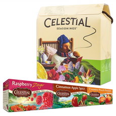CELESTIAL SEASONINGS 詩尚草本 綜合禮盒 覆盆子活力茶 + 蘋果肉桂茶 + 蜜桃風情茶, 1.5g, 1盒, 60包