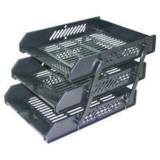 LONG HO 龍和文具 活動式三層公文架 DR-303, 3層, 黑色