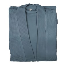 儂儂 純棉雙口袋華夫格繫帶浴袍 灰色, L 140~170cm