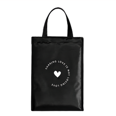 E.City 韓版炫黑時尚保溫保冰野餐收納包 簡約有型 多功能用途 拉鍊設計 一般收納袋, 長款愛心