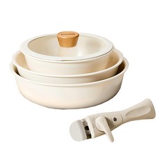 ANDY MAY2 韓式陶瓷不沾鍋5件組, 1組, 湯鍋 20cm + 煎鍋 24cm + 炒鍋 26cm + 鍋蓋 20cm + 手把, 單一顏色