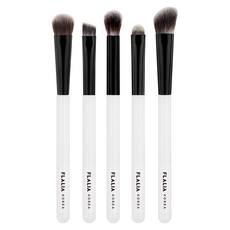 FLALIA 迷你眼部刷具5件組, 眼部彩妝用, 外出攜帶用, 柔軟的刷毛, 白色, 1組