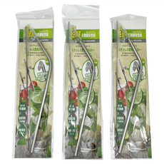 生活King 316不鏽鋼彎吸管組，含尼龍毛刷，耐熱，台灣製造, 3組, 1入