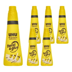 UHU Twist & Glue 萬用膠 - 適用於紙張、木材、皮革、布料、軟木等多種材質, 90ml, 6瓶