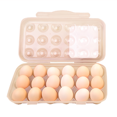 ezHome 家庭生活的達人 18格透明雞蛋收納保鮮盒, 粉橘色, 1個