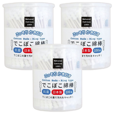 Kyowa 協和紙工 凹凸棉花棒，100%天然棉，抗菌，日本製造，100支, 3組