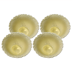 JUST HOME 法式浮雕陶瓷湯盤 4.7吋陶瓷碗, 黃色, 4個