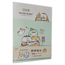 JOY STAR 胖胖星球 細版孔夾 26孔, 紙張塑膠金屬材質, 尺寸200x280x20mm, 藍綠, 1個